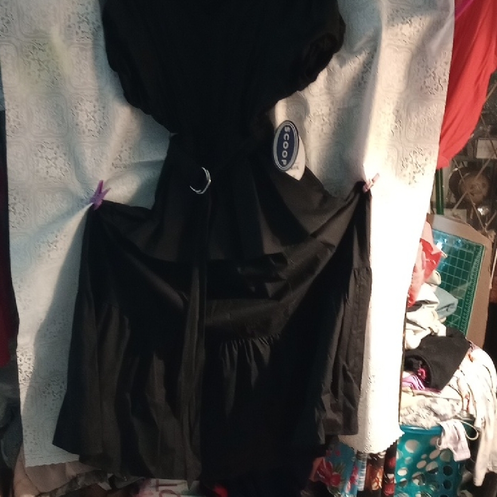 Black Midi Dress with Belt
